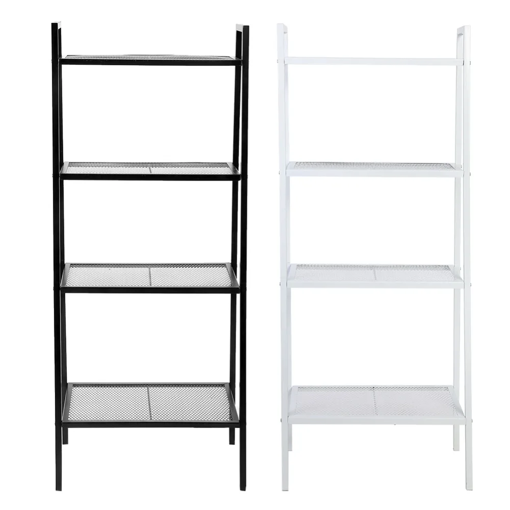 4 Tier Iron Ladder Book Storage Shelf Unit Bookshelf Rack Bookcase use to Display Ornaments Art