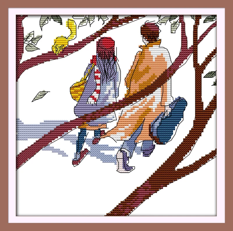 Осенний Набор для вышивки крестиком из мультфильма чувства-тени 11ct холсты