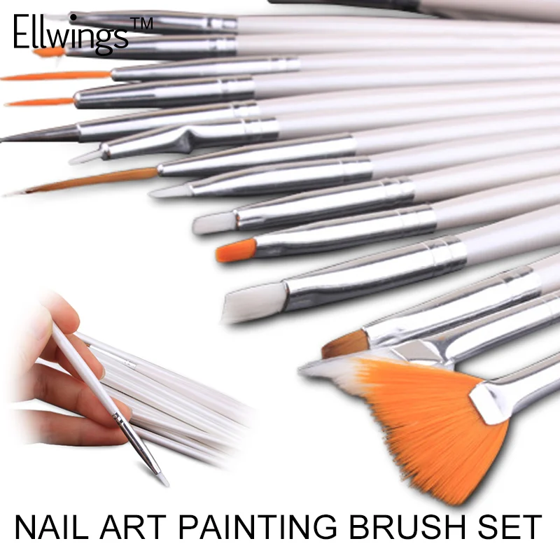 

Ellwings Professional 15pcs Nail Brush Dotting Painting Drawing Gel Varnish Pen Nail Tool Set Nail Art Design Decoration