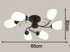 Белый стеклянный абажур цветок кристалл потолочный светильник s лампа светильник E27 лампа черный железный потолочный светильник современный светильник для гостиной спальни - Цвет корпуса: Ceiling Light-6 Head