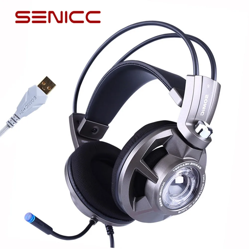 

SOMIC G955 USB Wired 7.1 Sound Noise Cancelling Headphone Cool LED Gaming Headset with Microphone for PC Games LOL CF
