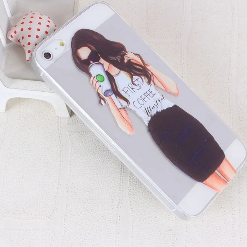 Case for iphone 5s Cover A Girl Transparent Soft Silicone Cases For iPhone 5 5S SE TPU Phone Case 12