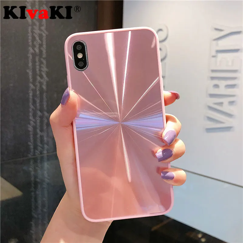 

Luxury Candy colors Back case for iPhone 8 7 6 6S Plus Gradient Rainbow Laser Phone Case for iPhone X XS Max XR Coque Cover