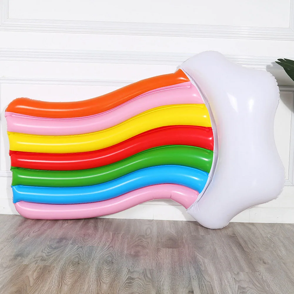 cheap Inflatable Rainbow Lounge Chair Floating Cloud Floating Bed Swimming Circle Adult Children Water Party Toy
