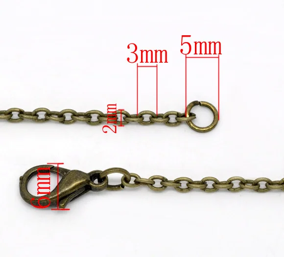 DoreenBeads 12 бронзовые ожерелья цепочки с застежкой лобстером 2x3 мм 18 дюймов (B14104)|chain
