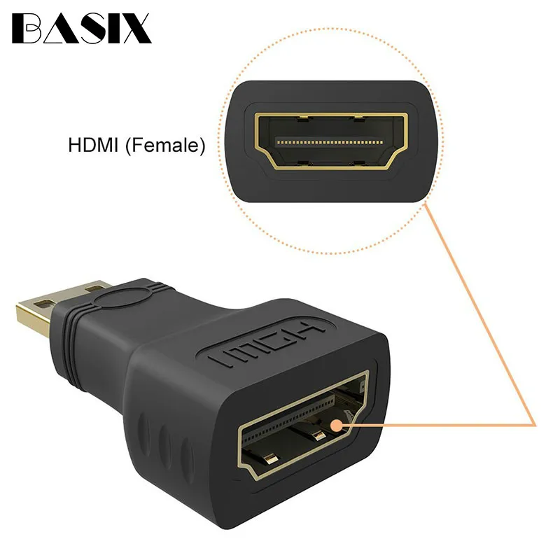 Basix mini Hdmi в адаптер конвертер Папа мама для HDTV 1080p HD ТВ Мини hdmi позолоченный