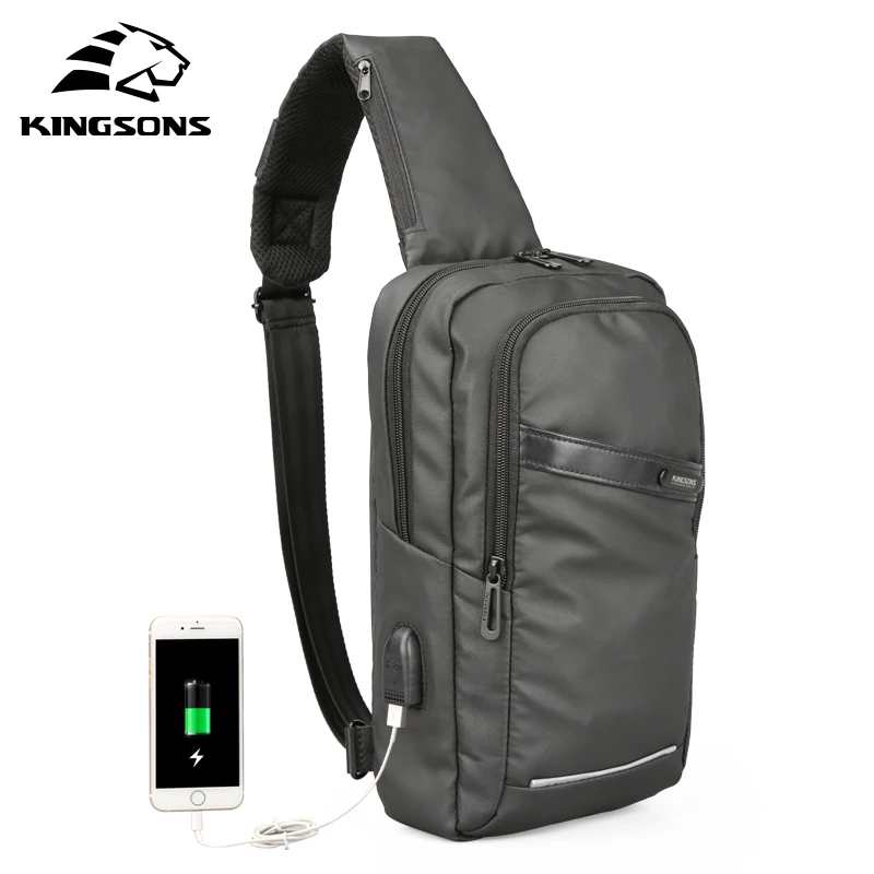 Kingsons USB Port Men Small Travel Chest Bag Anti theft Chest Pack Crossbody Waist Bags Summer ...