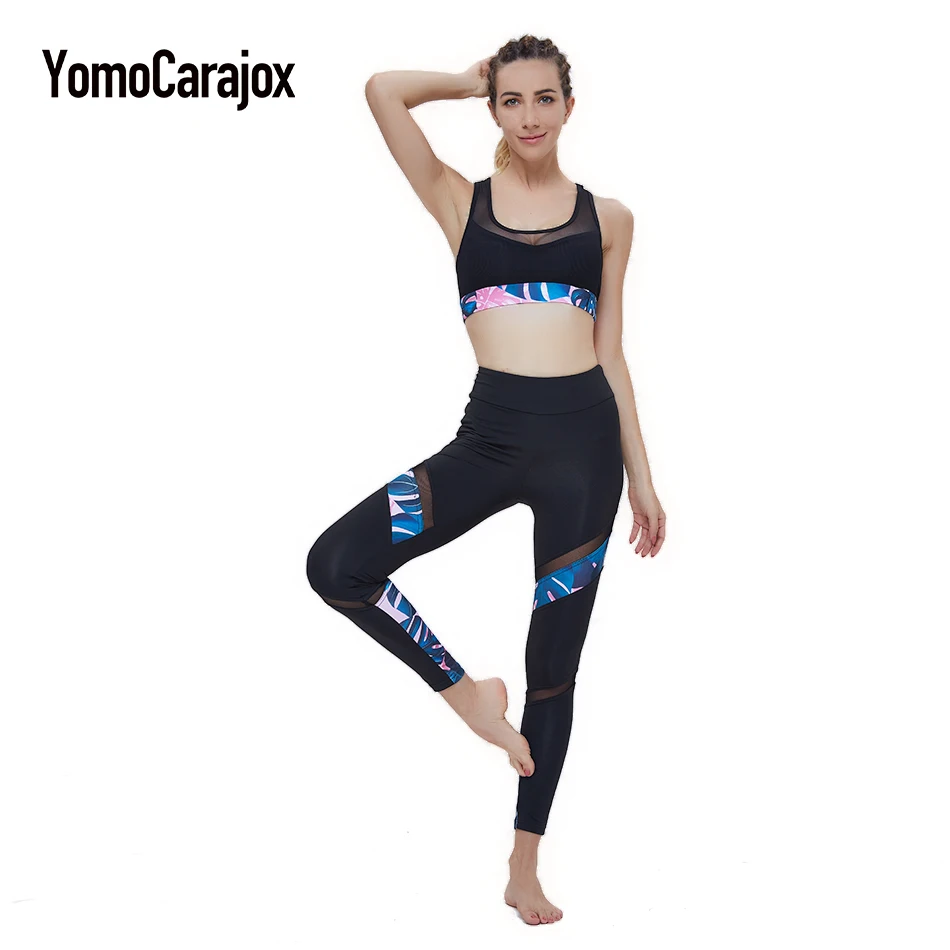 

Women Fitness&Body Building Clothes Sporting Suit Workout Legin Sportswear Yuga Costume Tow-Piece Suit High Waist Leggings Slim