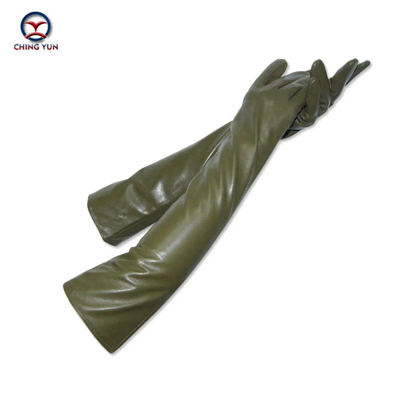 Online CHING YUN winter dame mode schaffell leder Arm hülse frauen aus echtem leder handschuhe weibliche lange art Ellenbogen Schaffell zp002