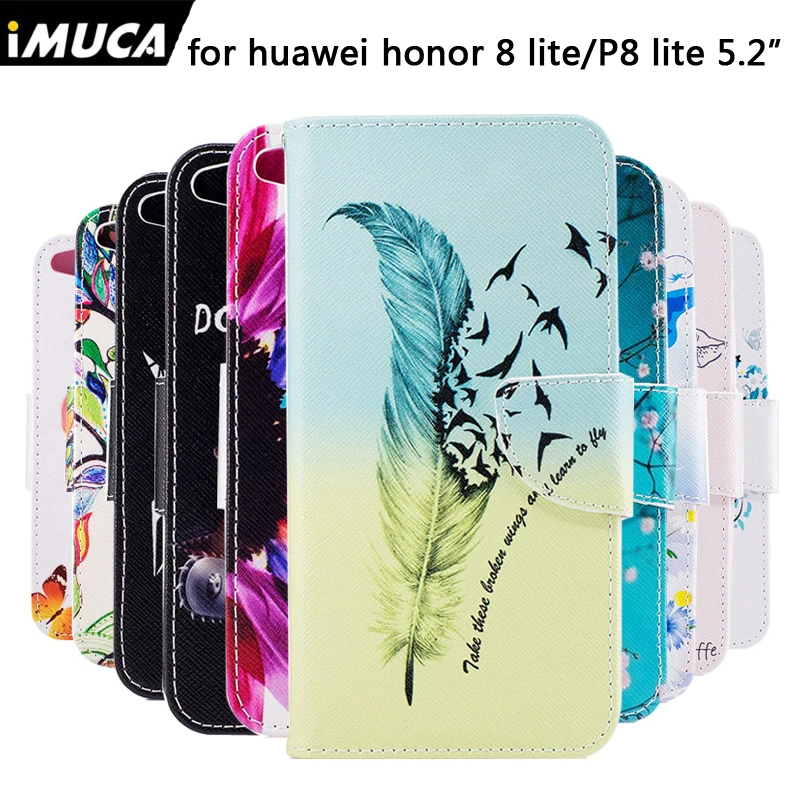 Для Huawei Honor 8 Lite чехлы крышка красочные magntic Флип Бумажник Искусственная кожа для P8