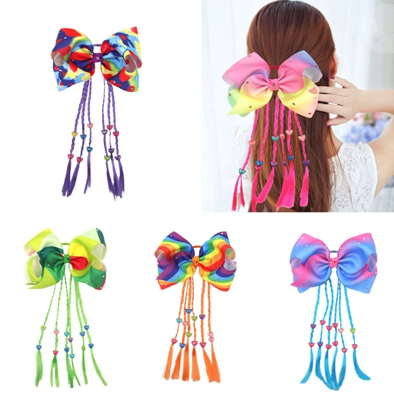 Threaded Ribbon Bow Children's Girls Flash Hair Accessories Colorful Hair Rings Threaded Ribbon Bow Children's Girls Flash Hair Accessories Colorful Hair Rings