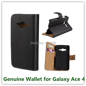 

1PCS Black Color Genuine Leather Slot Stand Back Skin Pouch Cover Case for Samsung Galaxy Ace 4 G313G Phone Bags