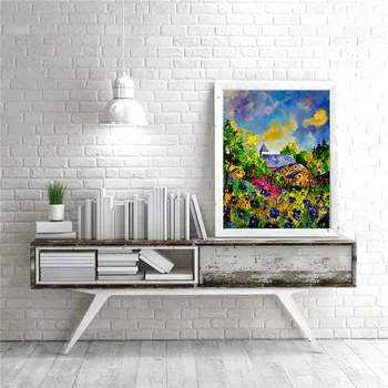 

New arrival about Spring village abstract oil painting print on canvas wall pictures for coffee bar home decor MB7-033