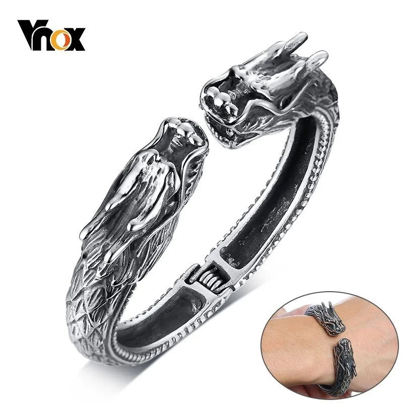 

Vnox Men Punk Dragon Leopard Head Charm Cuff Bracelets Bangles Tough Man pulsera Gifts for Him