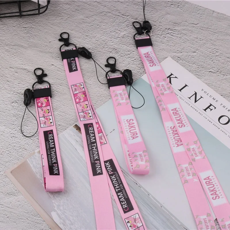 

Cute Cartoon Naughty Pink Leopard Lanyards for Mobile Phone Straps ID Card Keychain Lanyard Wrist Neck Strap Hang Rope Lariat