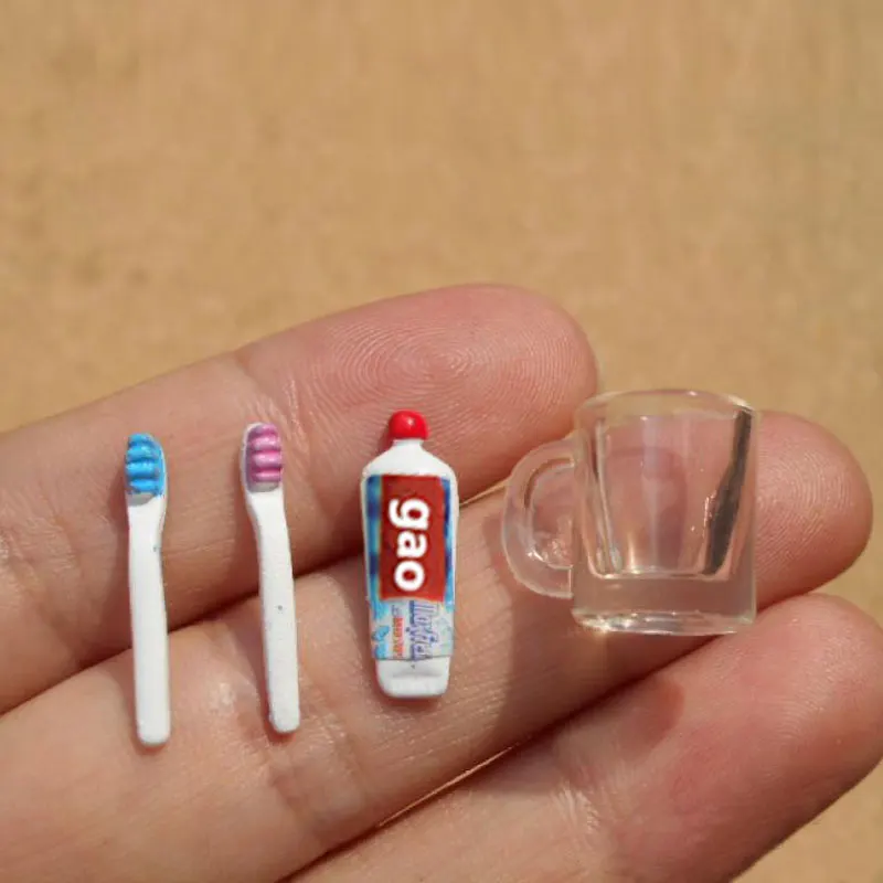 

1:12 Dollhouse Miniature Mini Toothpaste Toothbrush Kitchen Toy Match for Sylvanian Families Collectible Gift Miniature Toys