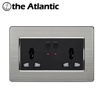 

Atlantic 146 Double Universal Switched Socket With Neon Luxury Wall Power Outlet Enchufe Stainless Steel Panel Electrical