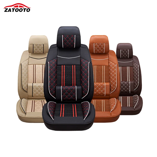 Cay Styling Leather Car Seat Cover With Fixed Lumbar Support Ice Silk