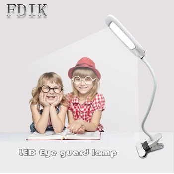 

LED Reading Desk Lamp USB Rechargeable Table lamps Bedside Night Lights Touch switch with Clip Dimmable Three Colour Switching