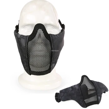 

Tactical Half Face Metal Steel Mask Airsoft Paintball CS Mesh Masks Military Combat Adjustable Protective Mask