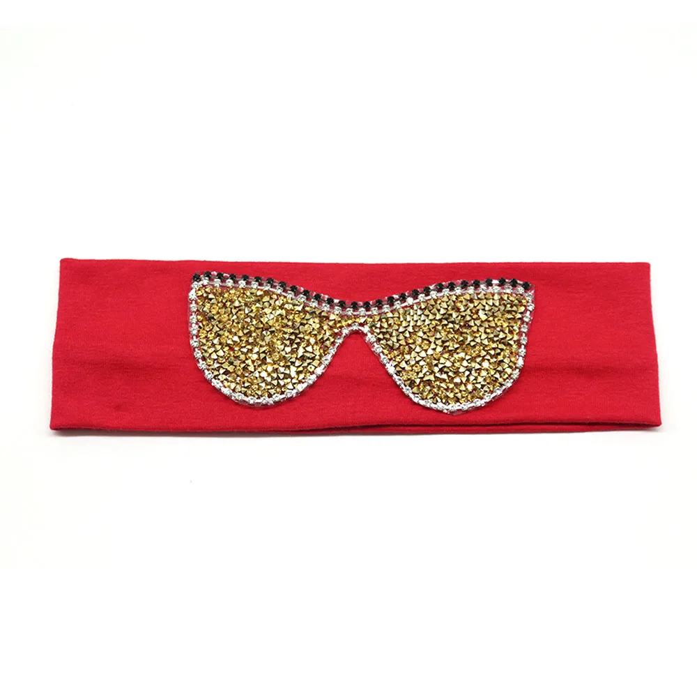 5,5 см Девушки Солнцезащитные очки повязки на голову Летняя мода стразы эластичная повязка на голову для девочек Дети хлопок повязки аксессуары для волос - Цвет: Red Gold