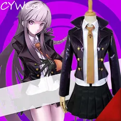 Danganronpa Косплэй Kirigiri Киоко Косплэй Хэллоуина Dangan Ronpa Косплэй форма костюмы, пальто + рубашка + юбка + галстук