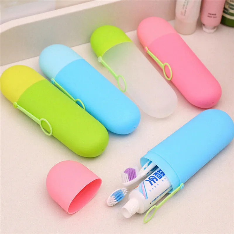 

New Non-toxic Portable Plastic Toothbrush Toothpaste Storage Box Case Bathroom Holder Cup Travel Outdoor Teeth Cleaning Tool New