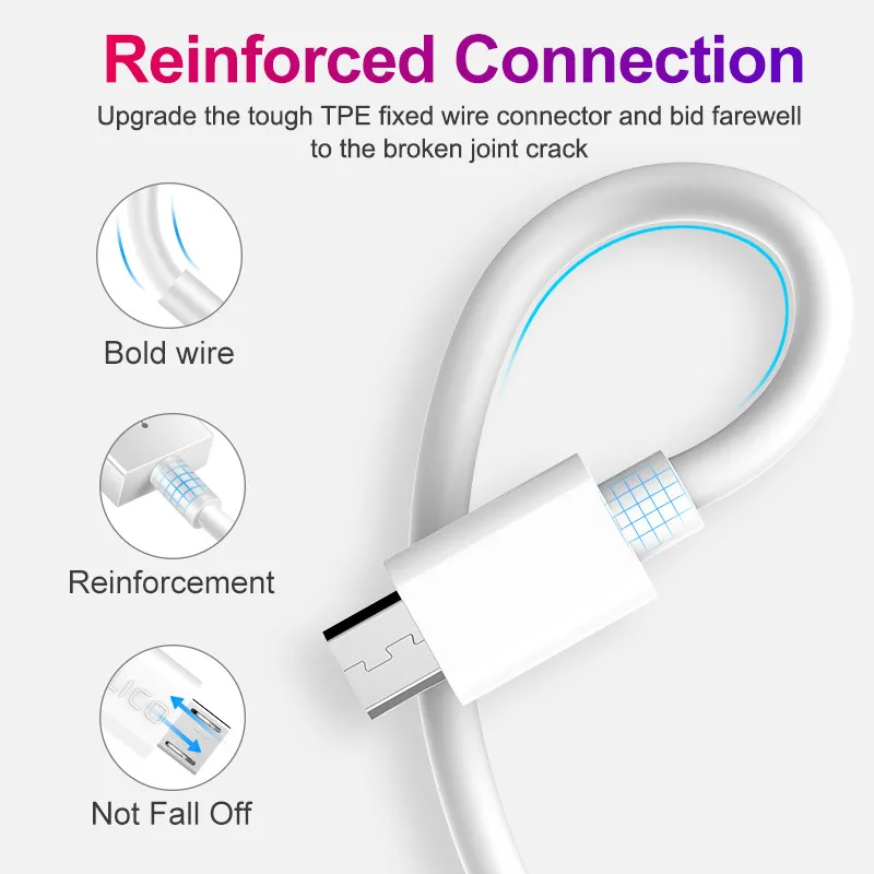 Для все микро-usb для устройств на аndroid кабель 2.4A зарядное устройство с быстрой зарядкой, USB кабель для передачи данных для samsung HTC LG Huawei Xiaomi для Android телефонов USB кабель для зарядки