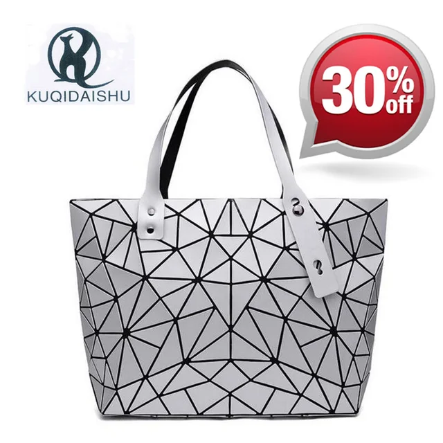 2018 Summer Bao Top-Handle Bags Japan Fashion Brand Hologram Shoulder Bag Women Bags Big Messenger Handbag bolsa feminina Silver
