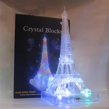 França Torre Eiffel de Cristal 3D Puzzle Modelo de Construção Com Música/Luz DIY Brinquedos Xmas Melhores presentes Brinquedos Jigsaw