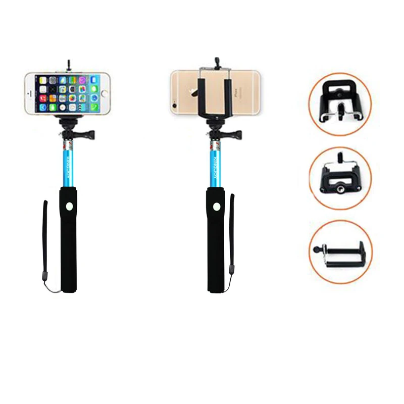 

Hot sell High Quality Aluminum alloy adjustable Self-timer pole self-timer artifact with Wireless Remote Control & Mobile Holder