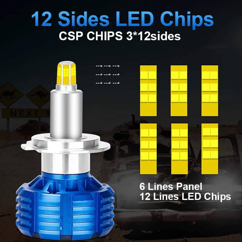 12 Сторон 15000LM Led H11 Противотуманные фары H7 H1 H3 мини автомобильные лампочки 6000 К H9 H8