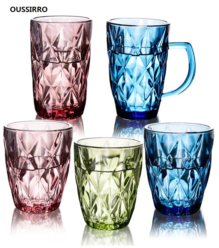 2Pcs/set Heat resistant Lead free Crystal Cups Colorful glass Whiskey