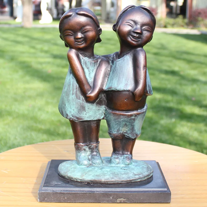 

Xiongmeizhiqing Liangxiaowucai copper crafts gift wedding gift Home Furnishing bronze statue decoration decoration