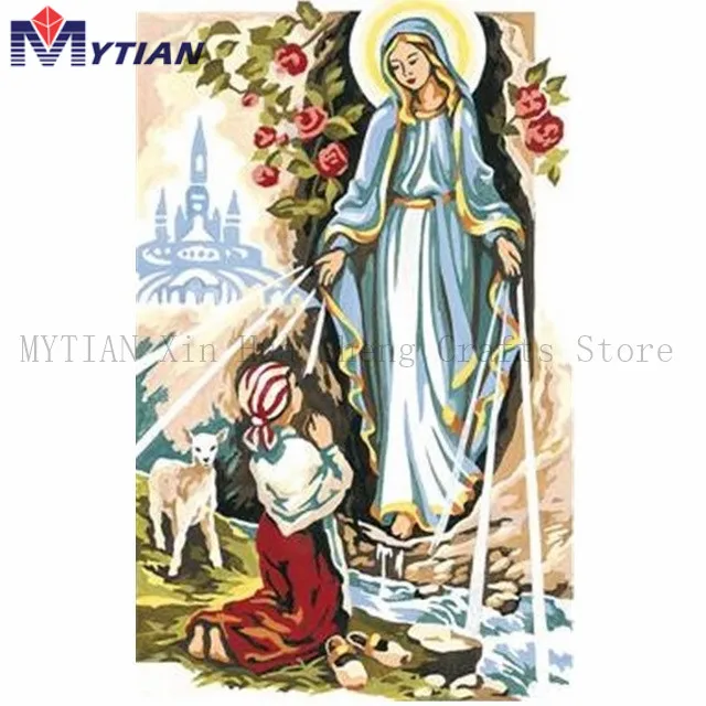 Алмазная картина шаблон с Иисусом рукоделие мать Мэри в молитве пресвязанная Дева Мэри мозаика полная квадратная дрель Алмазная вышивка - Цвет: 18090339D