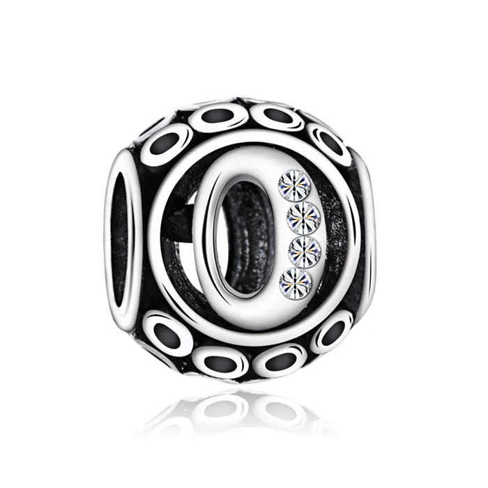 Btuamb Высокое качество Кристалл полый круглый письмо шарм для браслета Pandora браслеты ожерелья для женщин подарок на день рождения DIY ювелирные изделия - Цвет: Style 15