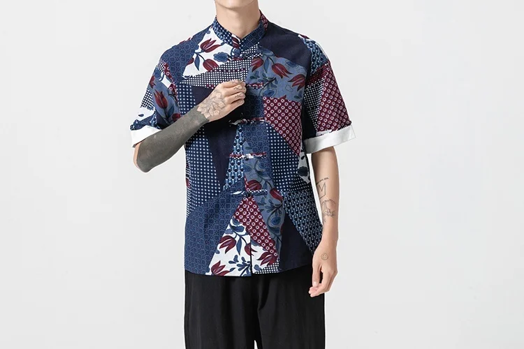 Zongke китайский национальный стиль Мужская рубашка с коротким рукавом черная винтажная рубашка мужское хлопковое белье с коротким рукавом рубашки мужские 5XL