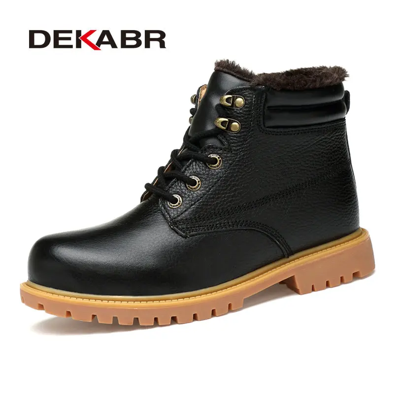 

DEKABR 2019 New Men Boots Fashion Hot Men Shoes Winter Furry Waterproof Snow Boot High Quality Lace-up Ankle Warm Men Boots
