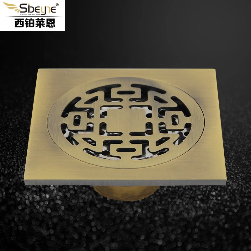 

Deodorant floor drain antique bronze flower type lid toilet water seal anti blocking plating thickening round full copper floor