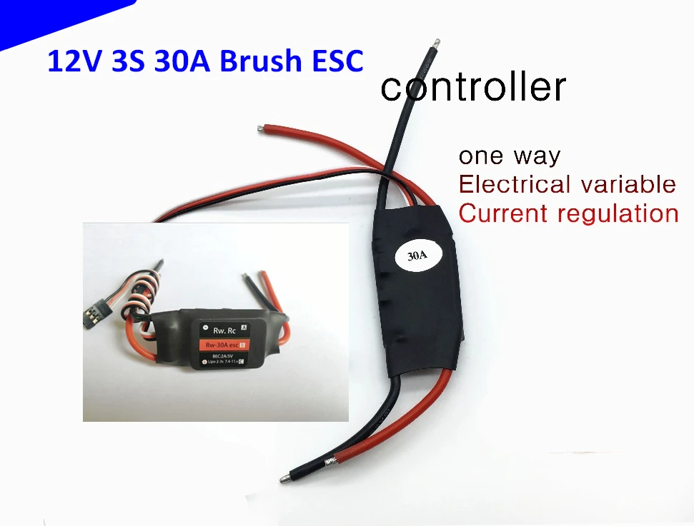 

(no plug) 12V 3S 30A Brush electronic Governor,speed controller,one way,Electrical variable 370 380 480 550,Current regulation