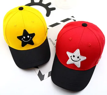 

spring Summer Baby boy and girl hat Cute smiley five-pointed star printed baseball caps kids snapback newborn photography props