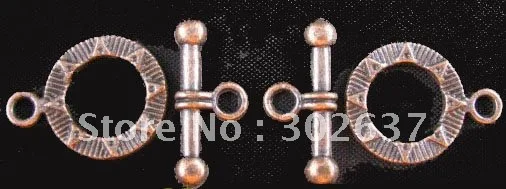 

FREE SHIPPING 120sets Antiqued copper crafted circle toggle clasps A446C