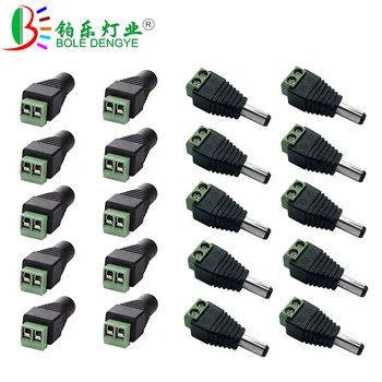 

1pcs DC Female Male Connector 5.5mm x 2.1mm Jack Power Plug Adapter For 3528 5050 5630 Single Color LED Strip And CCTV Camera