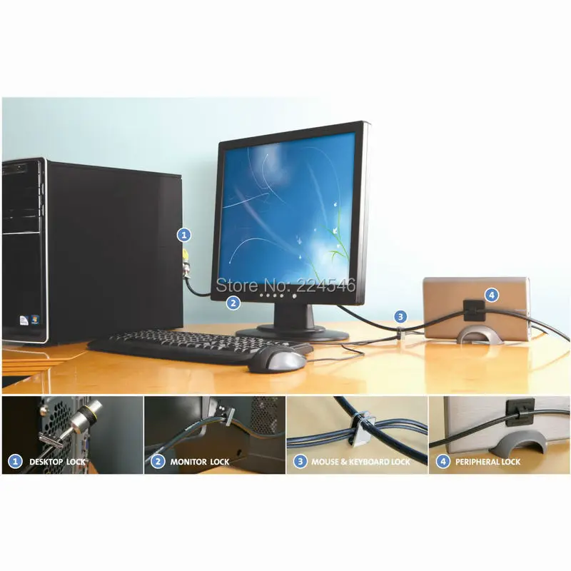 Kensington K64615US Desktop Computer and Peripherals Locking Kit