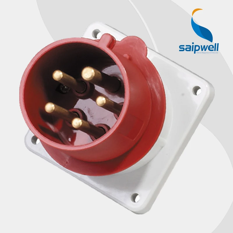 

16A 400V 5P (3P+N+E) Industrial electrical socket connector Male wall mounted IP44 EN / IEC 60309-2 type SP815