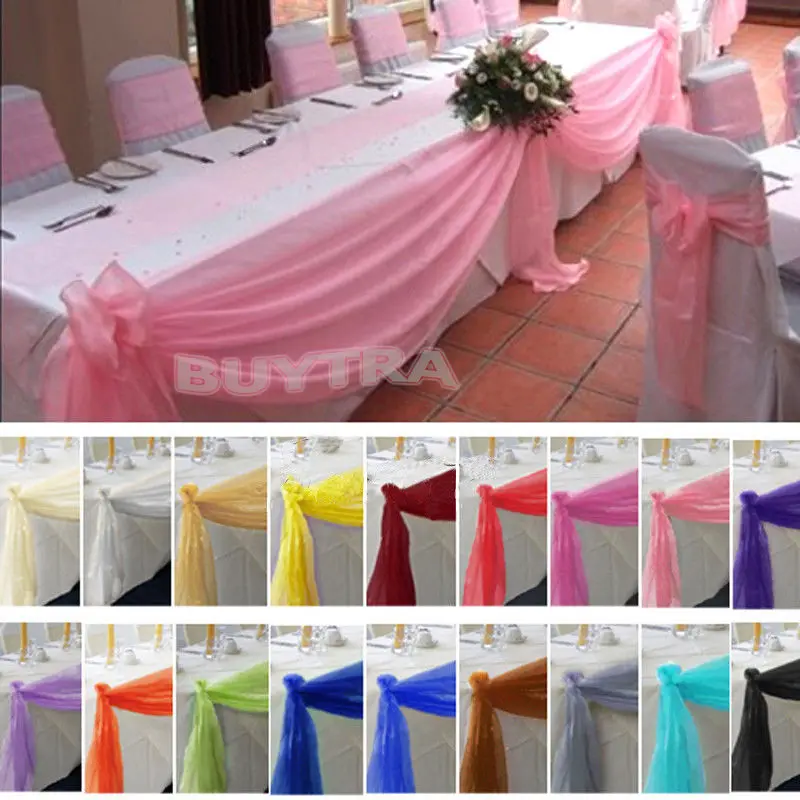 

New Candy Color 5Mx0.5M Table Swags Organza Roll Table Swag Party Wedding Chair Sash Bow Table Runner Swag Decor