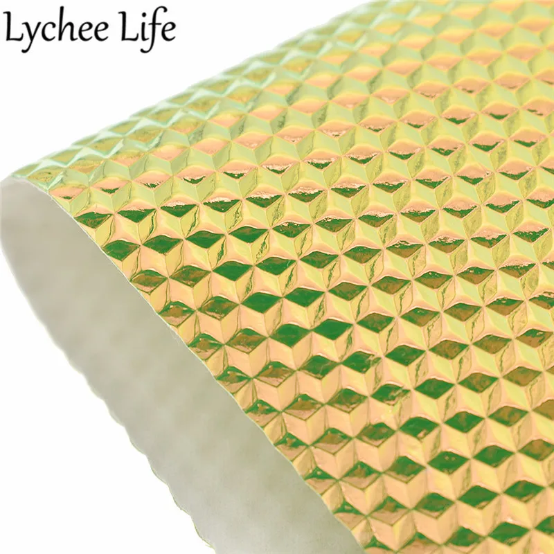 Lychee Life Cube голографическая Синтетическая кожаная ткань A4 29x21 см PU Ткань DIY современная ткань для пошива домашней одежды аксессуары для одежды