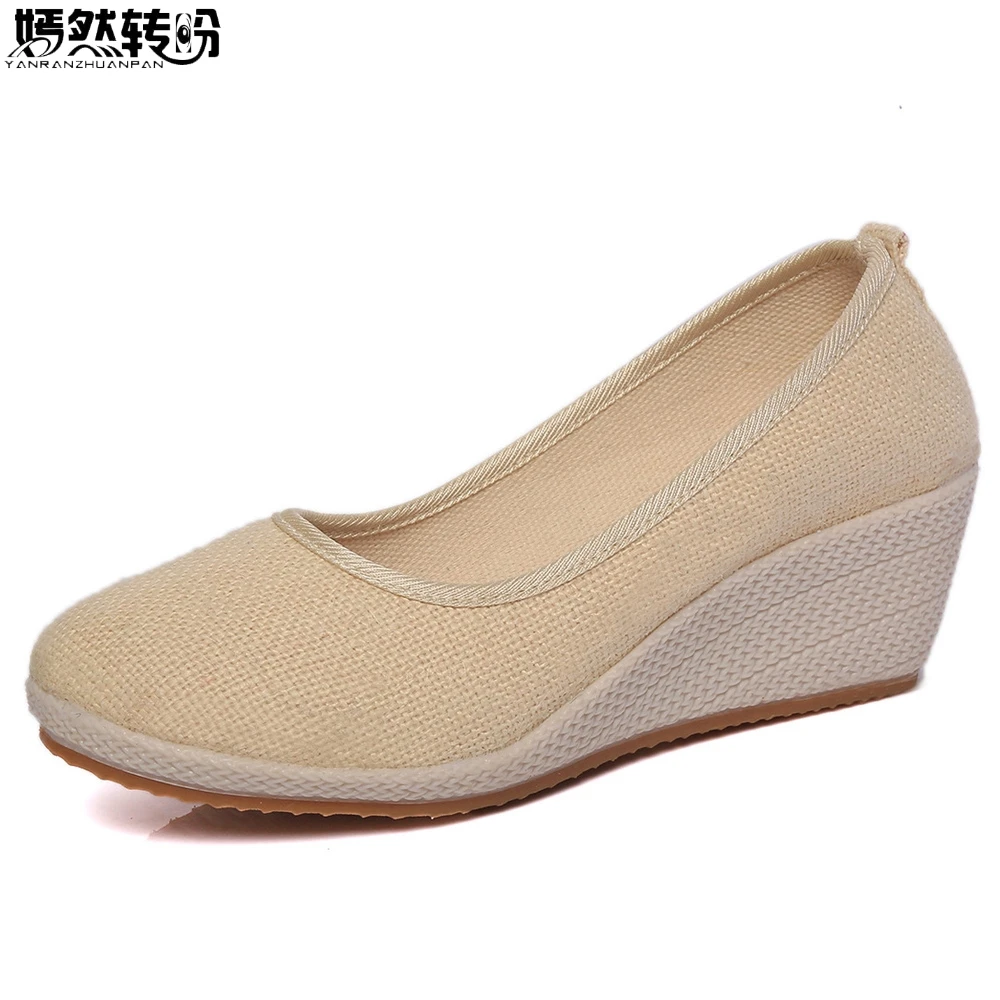 platform canvas pumps