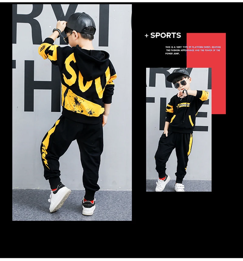 Spring Autumn Kids Clothes Boys 3 4 5 6 7 8 9 10 11 12 Years Boys Clothing Set Sports Suit Boys Hooded Jacket And Pants