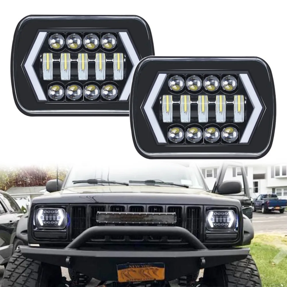Buy 90W 7X6 5X7 LED Headlight Arrow White DRL Amber